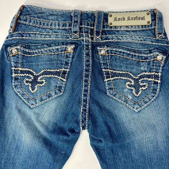 Rock Revival Amy Capri Jeans Sz 25 Medium Wash Stretch Denim Cropped 28” Inseam - Picture 1 of 8
